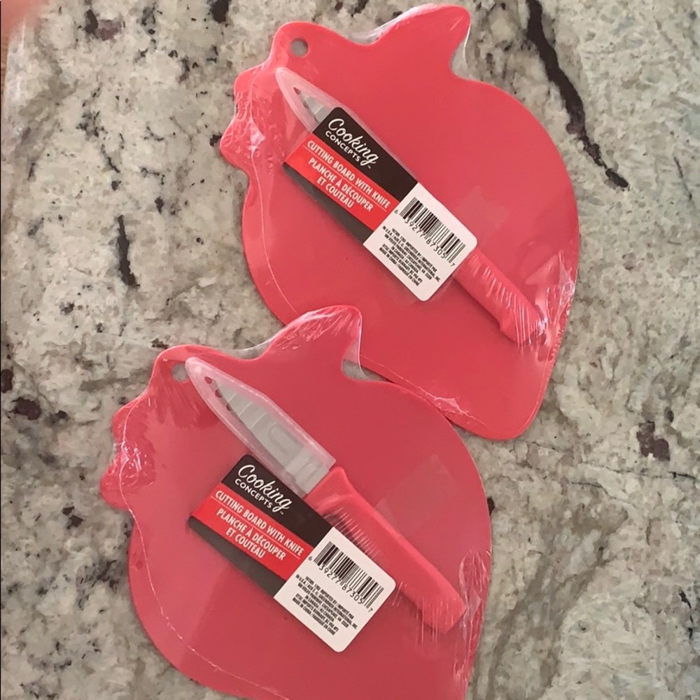 Cooking Concepts Cutting Board With Knife Red 2 pk